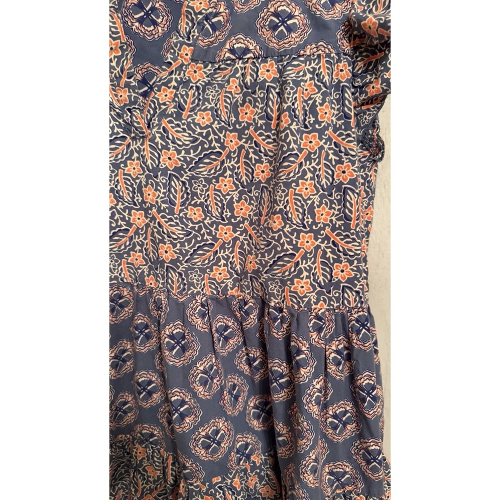 Roller Rabbit Primrose Pippa Dress Sz-M Blue Floral Tiered Babydoll Cotton 178$ - Picture 5 of 7